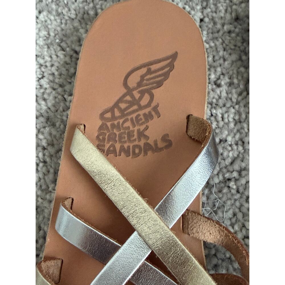 Ancient Greek Sandals Metallic Leather Strappy Slide Sandals Brown Women's 39 - Picture 5 of 9